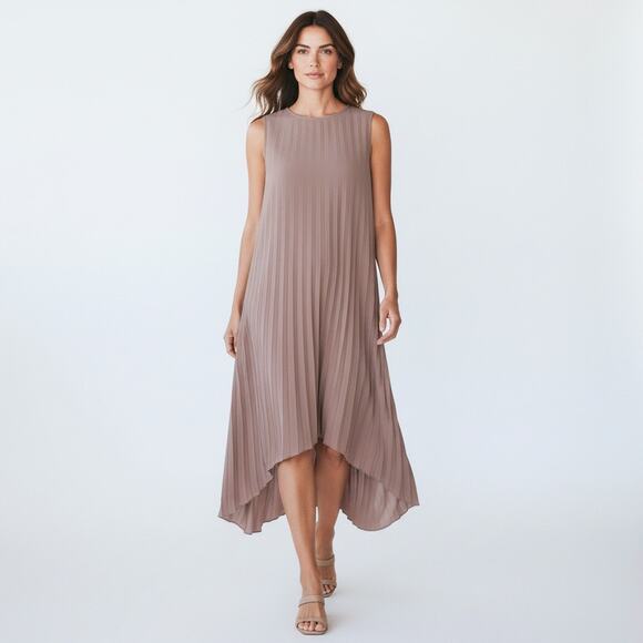 Ellie Makir Dresses & Skirts - ELLIE MAKIR MIDI PLEATED DRESS MODEST HIGH-LOW HEM WOMEN SIZE LARGE